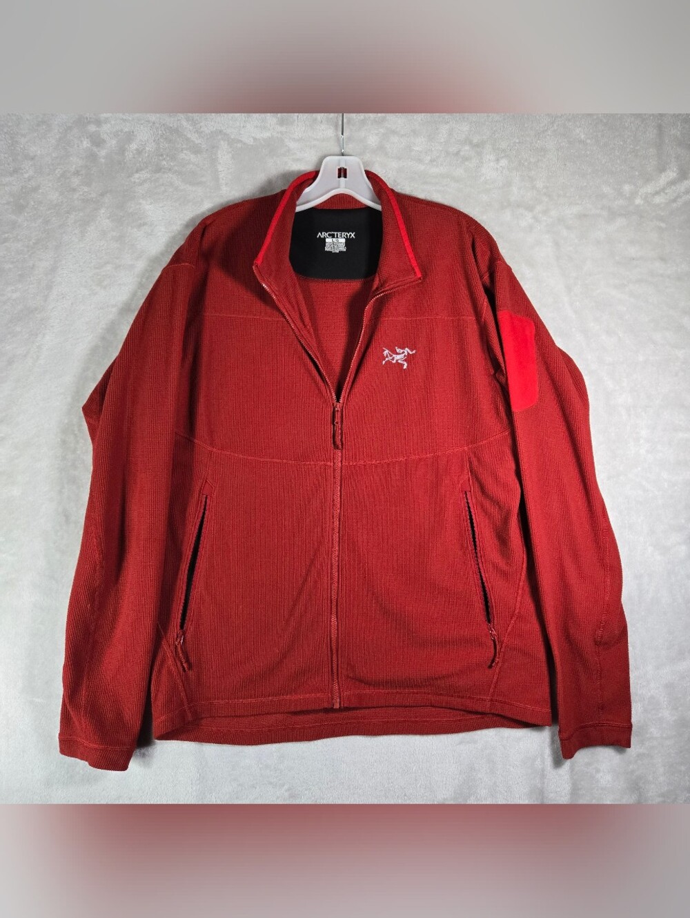 Arc'teryx Waffle Grid Fleece Full Zip Jacket Fleece Mens Size Large Polartec Red